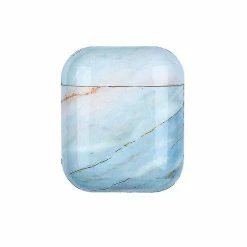 HSKMALL Housse De Protection Casque De Vélo Pour Airpods Marbre Bleu Clair