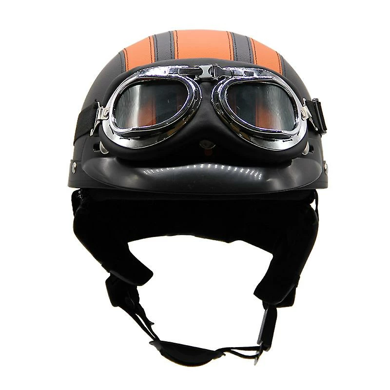 Preferred Été Moto Cuir Léger Rétro Harley Casque De Sécurité Casque Avec Lunettes Mode Demi Casque Véhicule Électrique Casque 3 Preferred Été Moto Cuir Léger Rétro Harley Casque De Sécurité Casque Avec Lunettes Mode Demi Casque Véhicule Électrique Casque – Image 3
