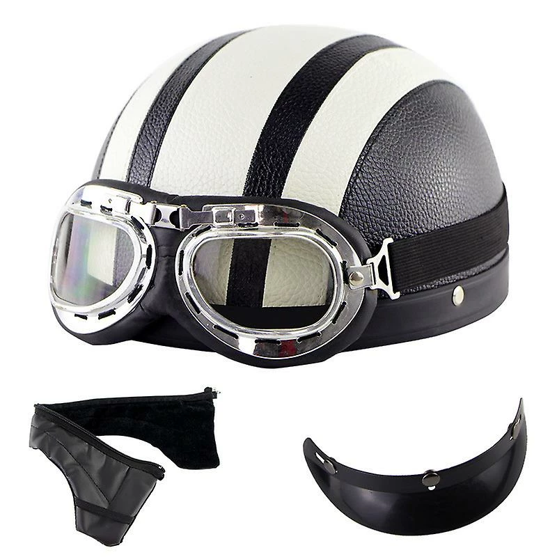Unbranded Casque Harley Moto Demi-visage Casque En Cuir Avec Lunettes Anti-uv 54-60cm 1 Unbranded Casque Harley Moto Demi-visage Casque En Cuir Avec Lunettes Anti-uv 54-60cm