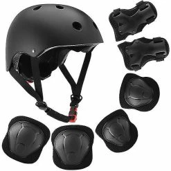 Unbranded Ensemble D’équipement De Protection Pour Enfants Casque De Sécurité Genouillères Coudières Poignets Jeunes Sport