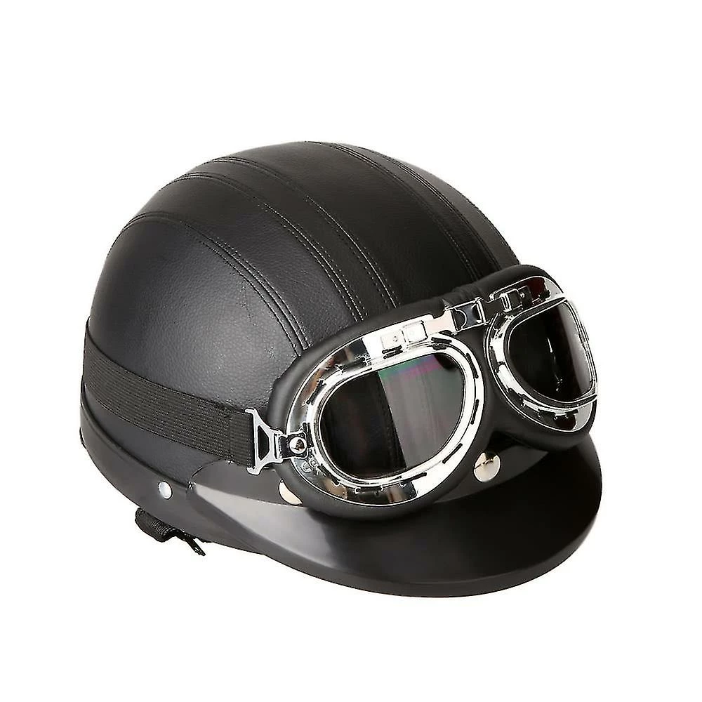 Unbranded Casque Semi-cuir Ouvert Casque De Moto Avec Visière Adapté Pour Moto, Cruiser, Touring, Vélo Et Scooter 1 Unbranded Casque Semi-cuir Ouvert Casque De Moto Avec Visière Adapté Pour Moto, Cruiser, Touring, Vélo Et Scooter