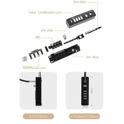 Unbranded 2pcs Type Pratique, Diamètre De Fil Plus épais, Tige De Poussée Modifiée, Serrure En Acier Blanc, Casque De Vélo, Porte Coulissante, Verrouillage Par Mot De Passe, Cadenas De Mot De Passe -PNEUS BIKELIFE Boutique 623150180 max