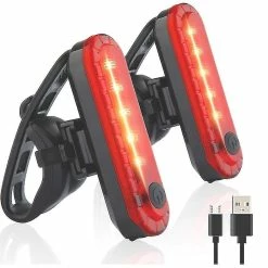 Unbranded Feu Arrière De Vélo Arrière 2 Pack, Ultra Lumineux Usb Rechargeables Feux Arrière De Vélo, Accessoires LED Rouges Haute Intensité S’adapte Sur N’importe Quel Vélo Ou Casque. Facile à Utiliser