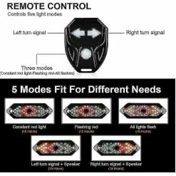 Unbranded Feux De Vélo Arrière, Indicateurs De Vélo Avec Clignotants Lampe Hornremote Control, 5 Modes D’éclairage Et USB Rechargeable Pour Vélo Feu Arrière étanche, Casque B -PNEUS BIKELIFE Boutique 683870828 max