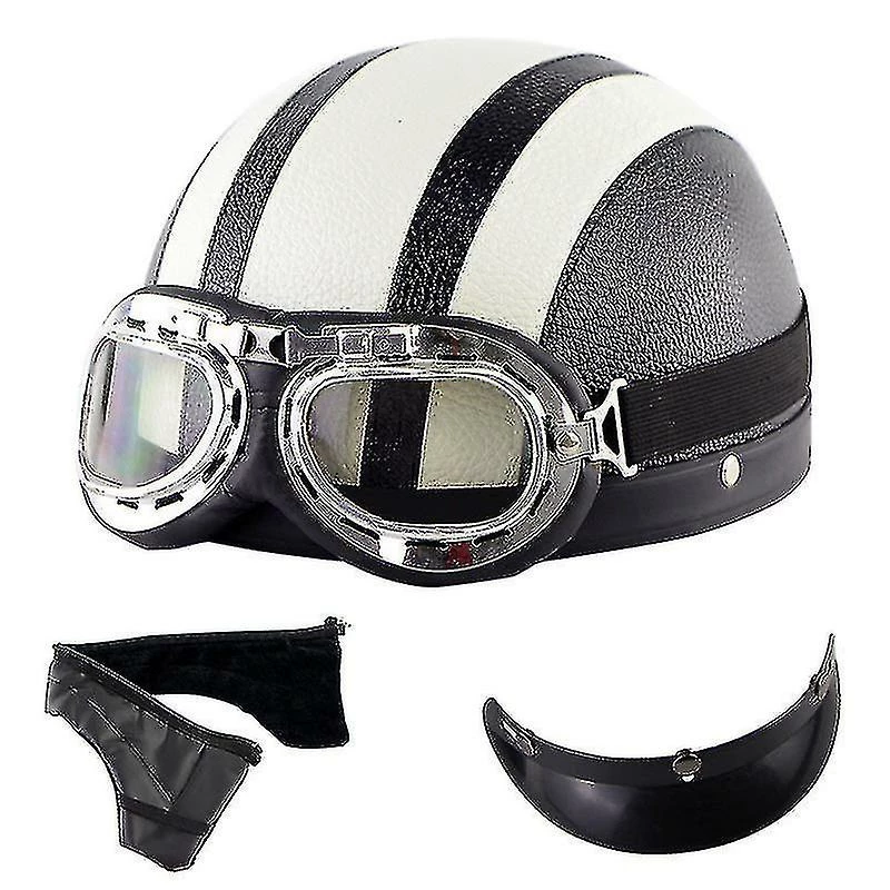 Unbranded Casque Harley Moto Demi-visage Casque En Cuir Avec Lunettes Anti-uv 54-60cm 1 Unbranded Casque Harley Moto Demi-visage Casque En Cuir Avec Lunettes Anti-uv 54-60cm