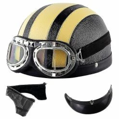 Harley Helmet Casque Harley Moto Demi-visage Casque En Cuir Avec Lunettes Anti-uv 54-60cm