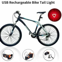 Nw 1776 Feu Arrière De Vélo, Lumière Arrière De Vélo à Led Rechargeable USB, Feu Arrière De Vélo étanche, Rouge Haute Intensité, Lampe De Sac à Dos De Casque En Forme De Cœur, 5 Mode Stro
