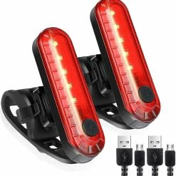 Nw 1776 Led Arrière Vélo Arrière Feu Arrière 2 Pack, Ultra Bright Usb Rechargeable Vélo Feux Arrière, Vélo Étanche Rétro-Éclairage Pour Casque De Cyclisme Avertissement De Sécurité Strobe