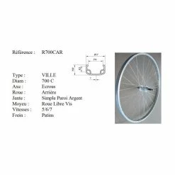 Roue Vélo - Roue Arrière Vélo - Diamètre 700C(Etrto : 28X622) - 6/7/8 Vitesses - Argenté - Avis / Test